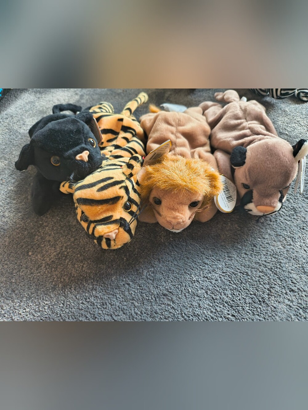 Ty Plush Small Pet Toys Set - Black, Yellow-Striped, Tan, Brown